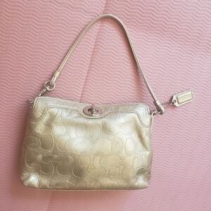 Coach Y2K Gold Leather Legacy Foldover Wristlet with Turn Lock Mini Bag
